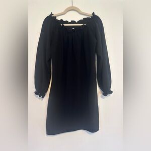 Sundays Black Off-Shoulder Bishop Sleeve Dress